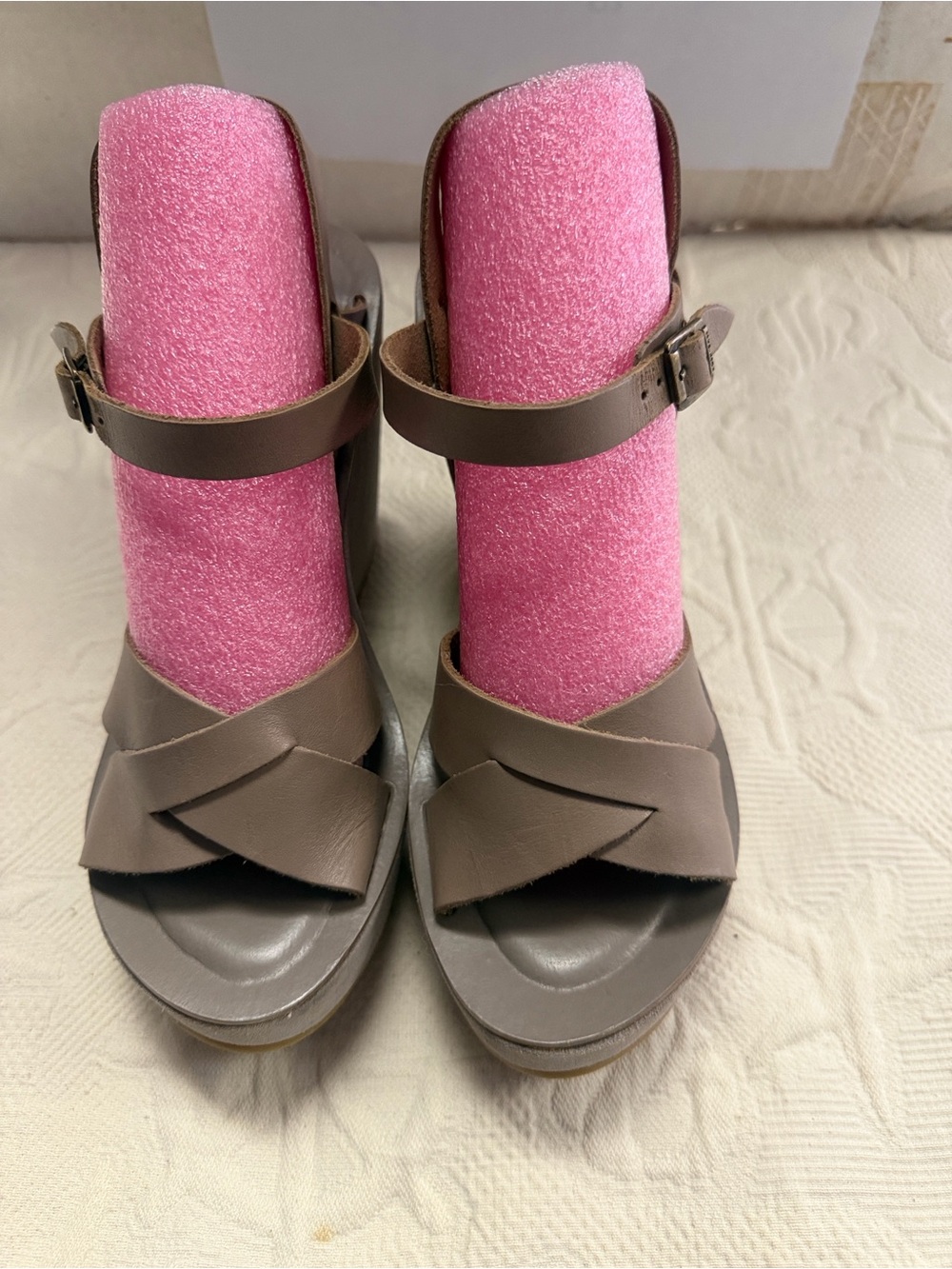 Kork-Ease Taupe Platform Sandals 7